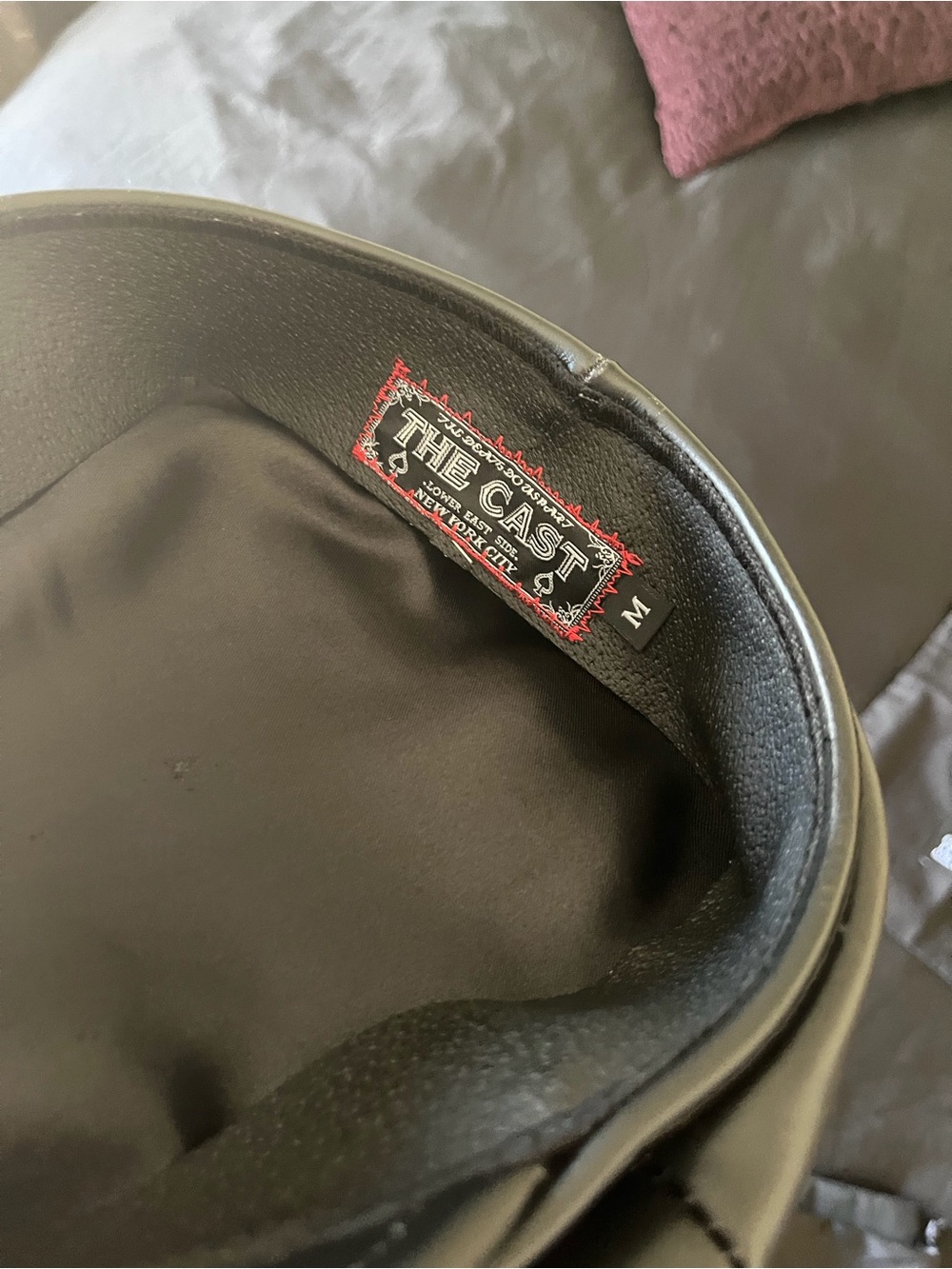 The Cast NYC Greek fisherman black leather hat size Medium - Picture 4 of 5